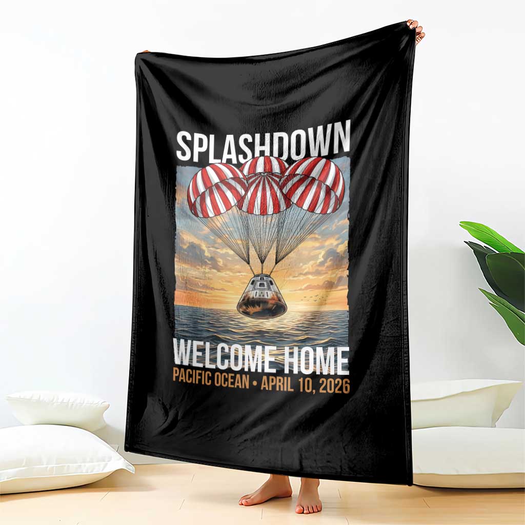 2026 Lunar Mission Splashdown Welcome Home Throw Blanket Pacific Ocean April 10 Vintage Capsule Recovery Graphic TS02 Print Your Wear