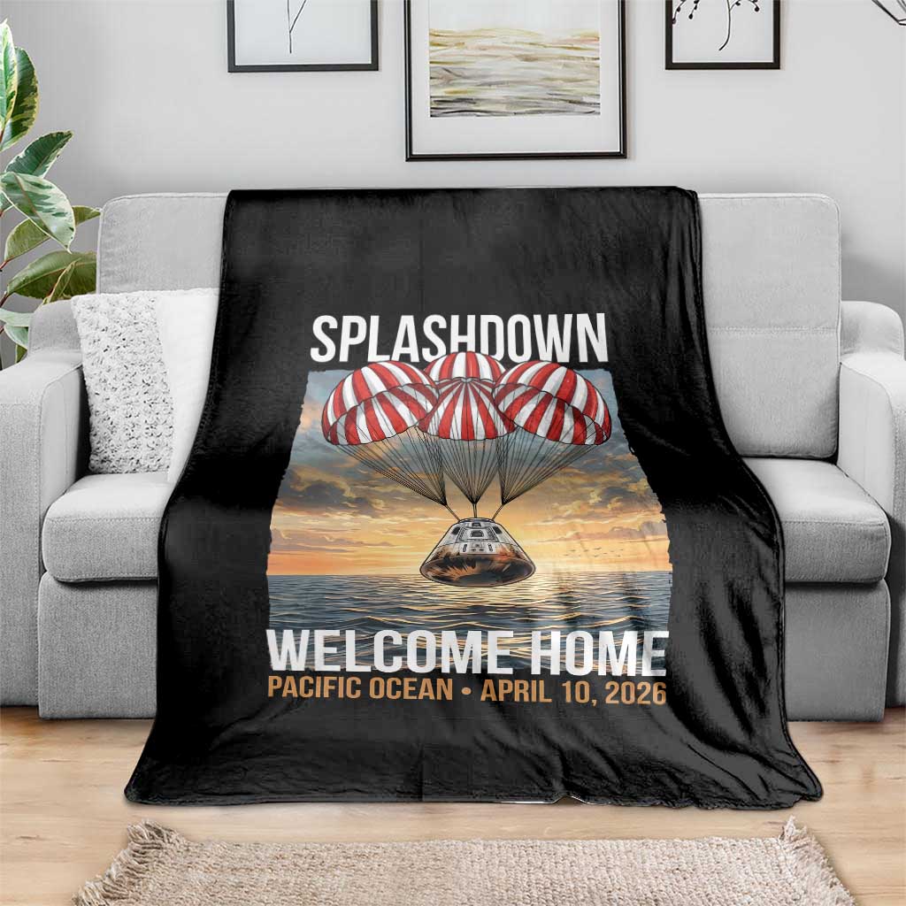 2026 Lunar Mission Splashdown Welcome Home Throw Blanket Pacific Ocean April 10 Vintage Capsule Recovery Graphic TS02 Print Your Wear