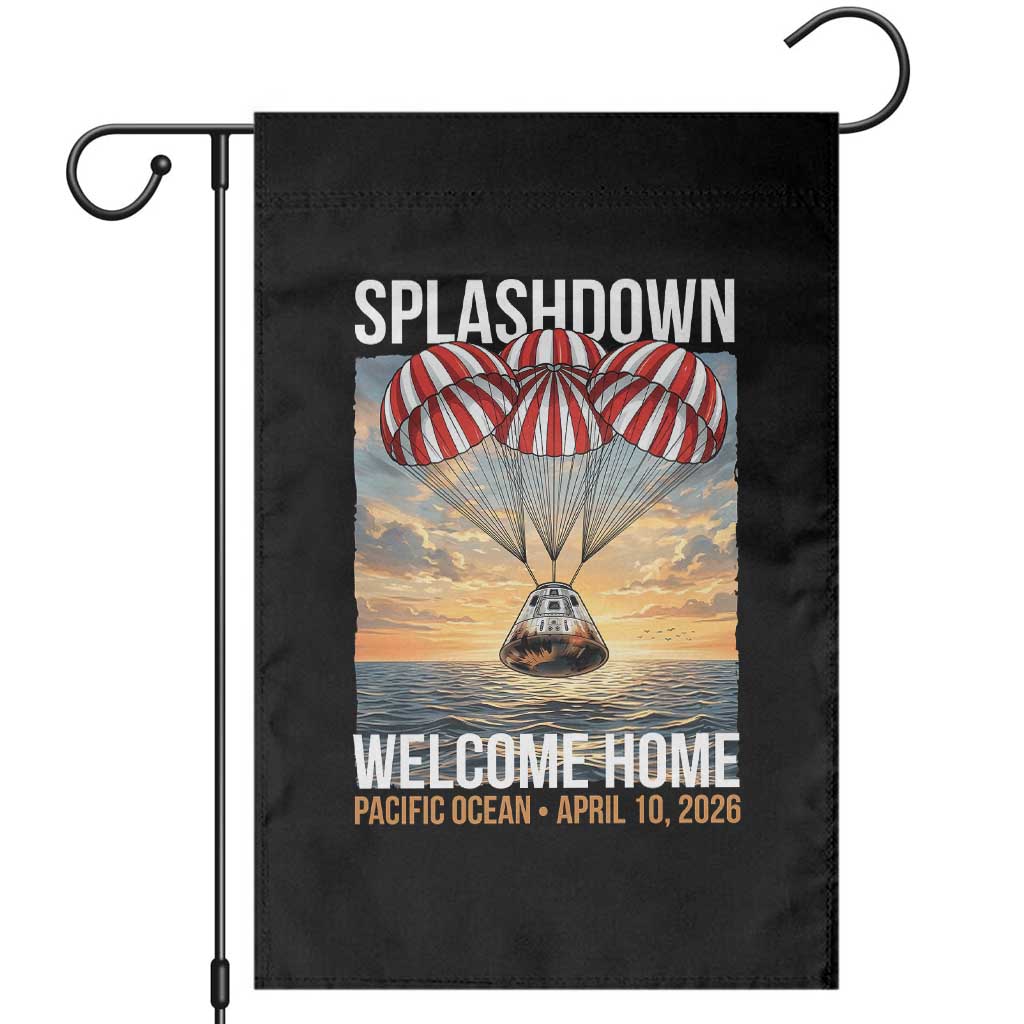 2026 Lunar Mission Splashdown Welcome Home Garden Flag Pacific Ocean April 10 Vintage Capsule Recovery Graphic TS02 Black Print Your Wear