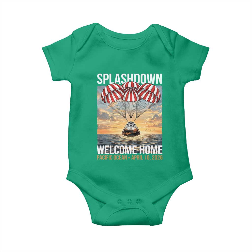 2026 Lunar Mission Splashdown Welcome Home Baby Onesie Pacific Ocean April 10 Vintage Capsule Recovery Graphic TS02 Irish Green Print Your Wear
