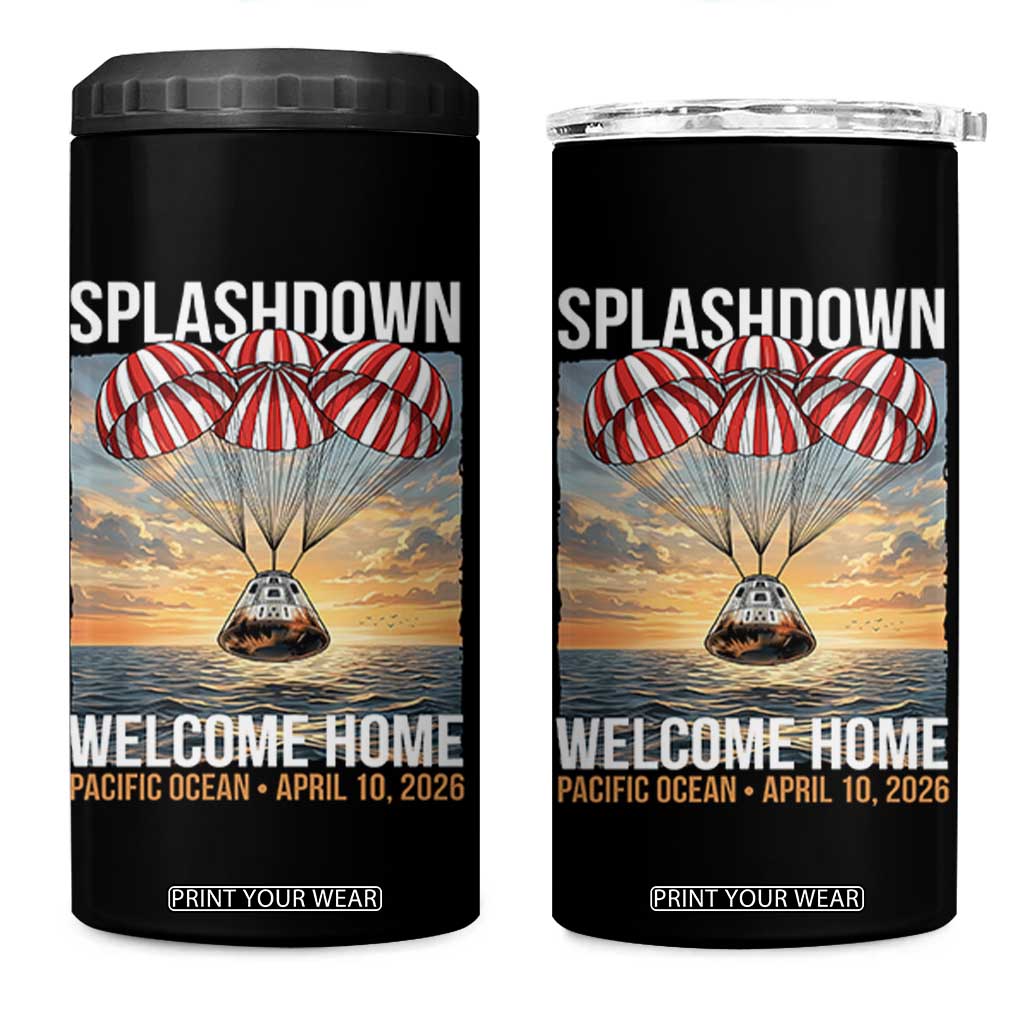 2026 Lunar Mission Splashdown Welcome Home 4 in 1 Can Cooler Tumbler Pacific Ocean April 10 Vintage Capsule Recovery Graphic TS02 One Size: 16 oz Black Print Your Wear