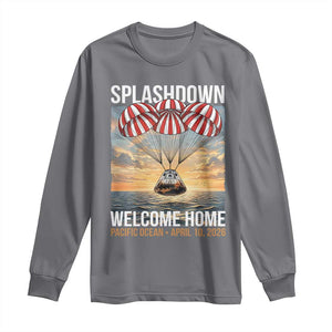 2026 Lunar Mission Splashdown Welcome Home Long Sleeve Shirt Pacific Ocean April 10 Vintage Capsule Recovery Graphic TS02 Charcoal Print Your Wear