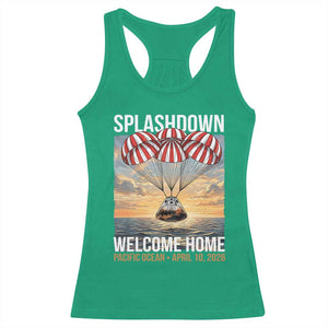 2026 Lunar Mission Splashdown Welcome Home Racerback Tank Top Pacific Ocean April 10 Vintage Capsule Recovery Graphic TS02 Irish Green Print Your Wear