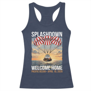 2026 Lunar Mission Splashdown Welcome Home Racerback Tank Top Pacific Ocean April 10 Vintage Capsule Recovery Graphic TS02 Navy Print Your Wear