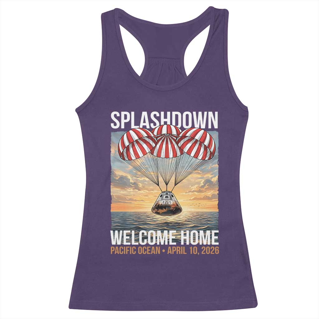 2026 Lunar Mission Splashdown Welcome Home Racerback Tank Top Pacific Ocean April 10 Vintage Capsule Recovery Graphic TS02 Purple Print Your Wear