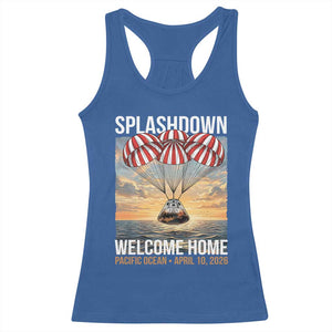 2026 Lunar Mission Splashdown Welcome Home Racerback Tank Top Pacific Ocean April 10 Vintage Capsule Recovery Graphic TS02 Royal Blue Print Your Wear
