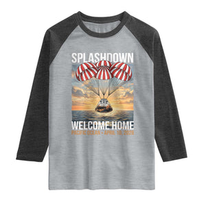 2026 Lunar Mission Splashdown Welcome Home Raglan Shirt Pacific Ocean April 10 Vintage Capsule Recovery Graphic TS02 Heather Gray Heather Charcoal Print Your Wear
