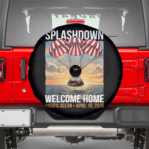 2026 Lunar Mission Splashdown Welcome Home Spare Tire Cover Pacific Ocean April 10 Vintage Capsule Recovery Graphic TS02 Black Print Your Wear