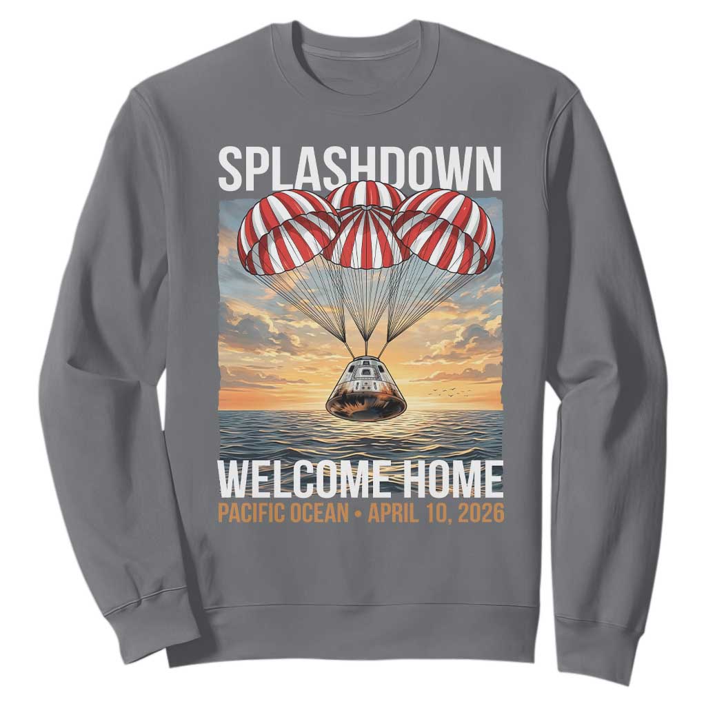 2026 Lunar Mission Splashdown Welcome Home Sweatshirt Pacific Ocean April 10 Vintage Capsule Recovery Graphic TS02 Charcoal Print Your Wear