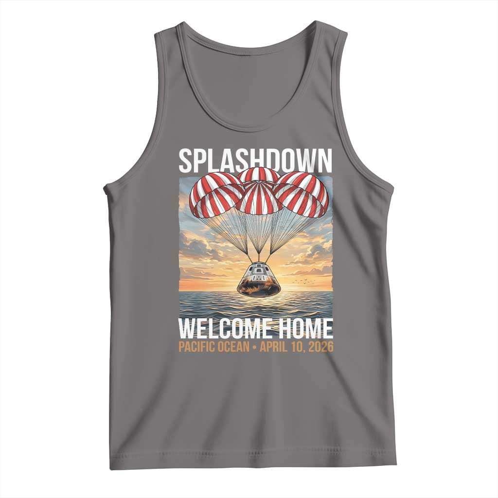 2026 Lunar Mission Splashdown Welcome Home Tank Top Pacific Ocean April 10 Vintage Capsule Recovery Graphic TS02 Deep Heather Print Your Wear