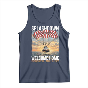 2026 Lunar Mission Splashdown Welcome Home Tank Top Pacific Ocean April 10 Vintage Capsule Recovery Graphic TS02 Navy Print Your Wear