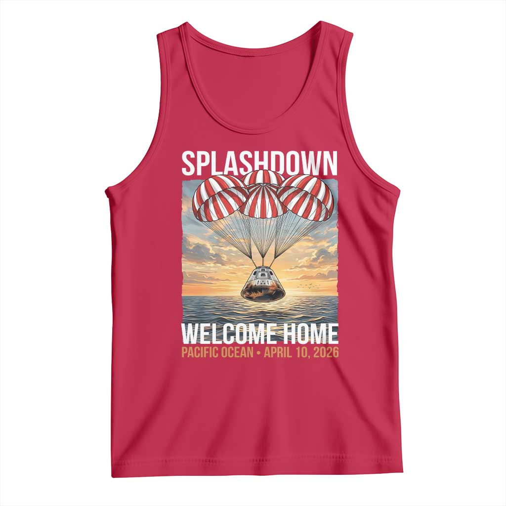 2026 Lunar Mission Splashdown Welcome Home Tank Top Pacific Ocean April 10 Vintage Capsule Recovery Graphic TS02 Red Print Your Wear