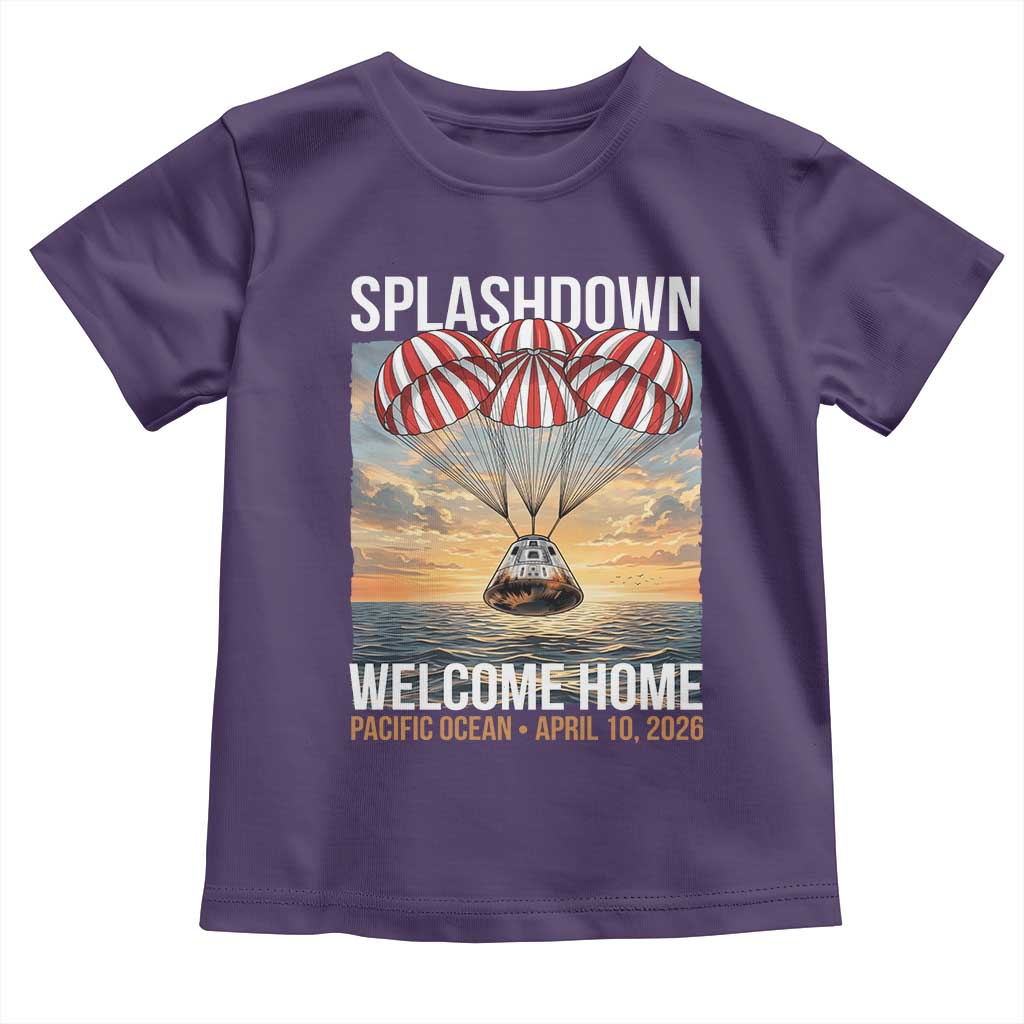 2026 Lunar Mission Splashdown Welcome Home Toddler T Shirt Pacific Ocean April 10 Vintage Capsule Recovery Graphic TS02 Purple Print Your Wear