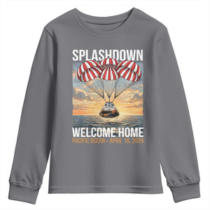 2026 Lunar Mission Splashdown Welcome Home Youth Sweatshirt Pacific Ocean April 10 Vintage Capsule Recovery Graphic TS02 Charcoal Print Your Wear
