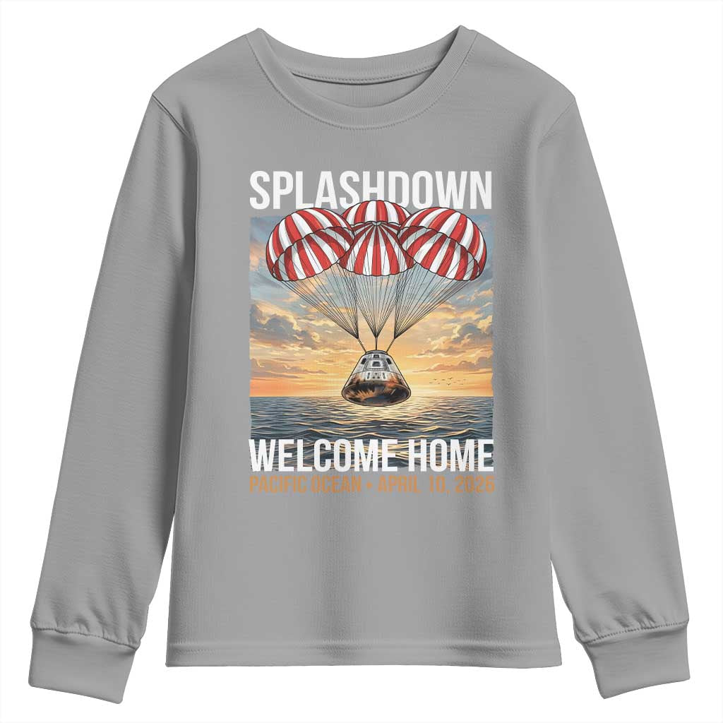 2026 Lunar Mission Splashdown Welcome Home Youth Sweatshirt Pacific Ocean April 10 Vintage Capsule Recovery Graphic TS02 Sport Gray Print Your Wear