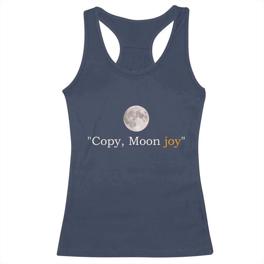 Copy Moon Joy Space Minimalist Racerback Tank Top 2026 Lunar Mission Success TS02 Navy Print Your Wear