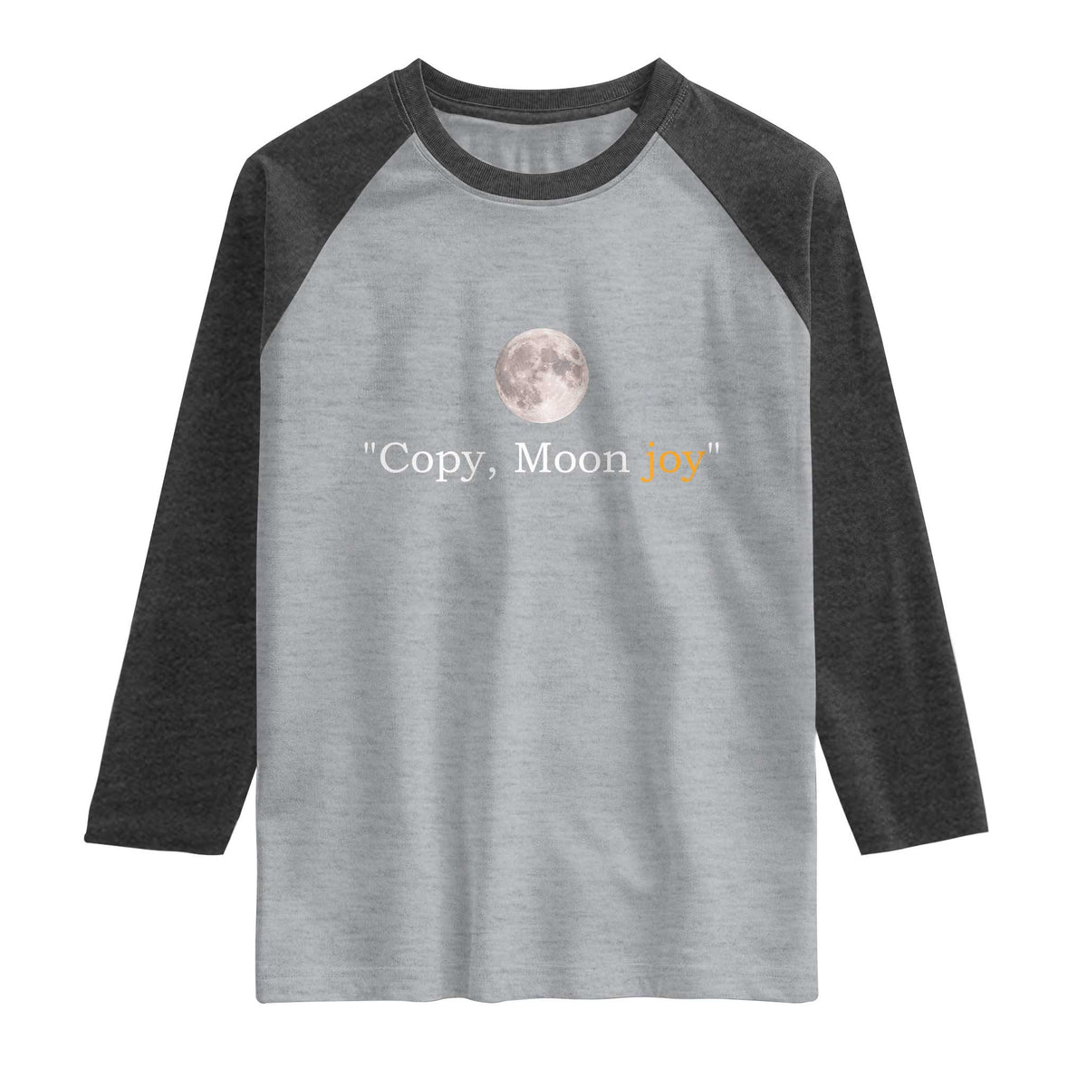 Copy Moon Joy Space Minimalist Raglan Shirt 2026 Lunar Mission Success TS02 Heather Gray Heather Charcoal Print Your Wear