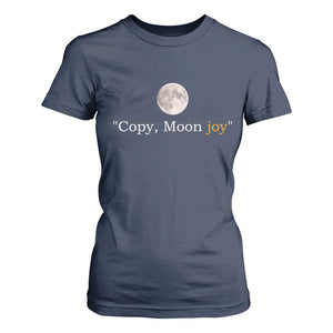 Copy Moon Joy Space Minimalist T Shirt For Women 2026 Lunar Mission Success TS02 Navy Print Your Wear