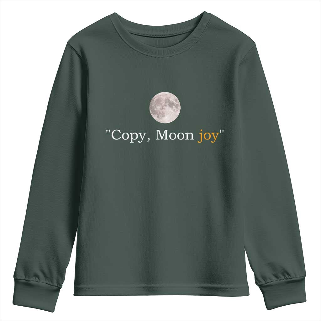 Copy Moon Joy Space Minimalist Youth Sweatshirt 2026 Lunar Mission Success TS02 Dark Forest Green Print Your Wear