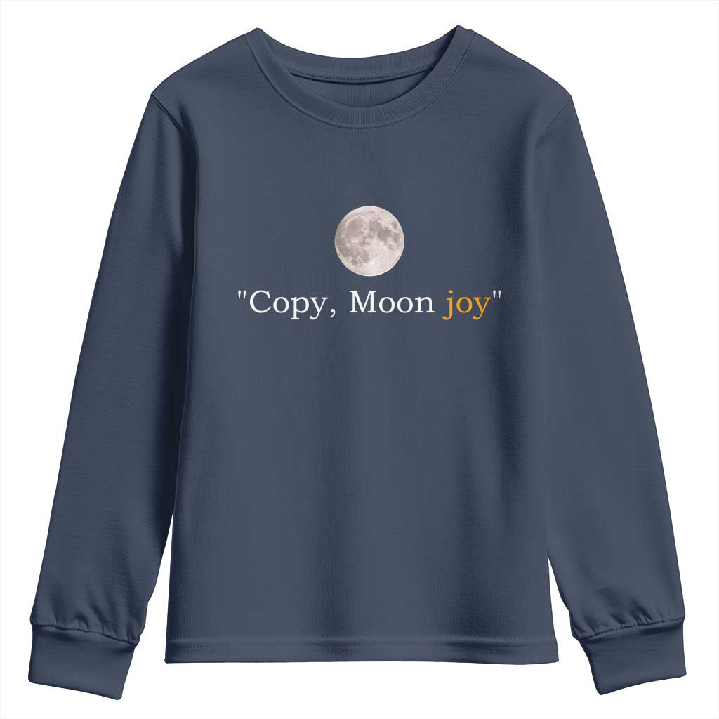 Copy Moon Joy Space Minimalist Youth Sweatshirt 2026 Lunar Mission Success TS02 Navy Print Your Wear