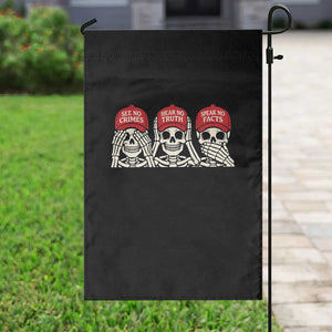 See No Crimes Hear No Truth Speak No Facts Skeletons Garden Flag Political Satire Three Wise Monkeys Graphic TS02 Print Your Wear