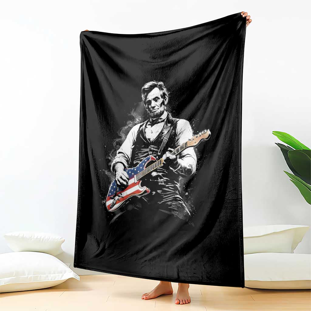 Rockin Abe Abraham Lincoln Playing Electric Guitar Throw Blanket Patriotic Music Rocker Mashup 4th of July Celebration TS02 Print Your Wear
