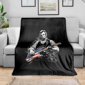 Rockin Abe Abraham Lincoln Playing Electric Guitar Throw Blanket Patriotic Music Rocker Mashup 4th of July Celebration TS02 Print Your Wear