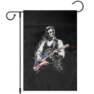 Rockin Abe Abraham Lincoln Playing Electric Guitar Garden Flag Patriotic Music Rocker Mashup 4th of July Celebration TS02 Black Print Your Wear