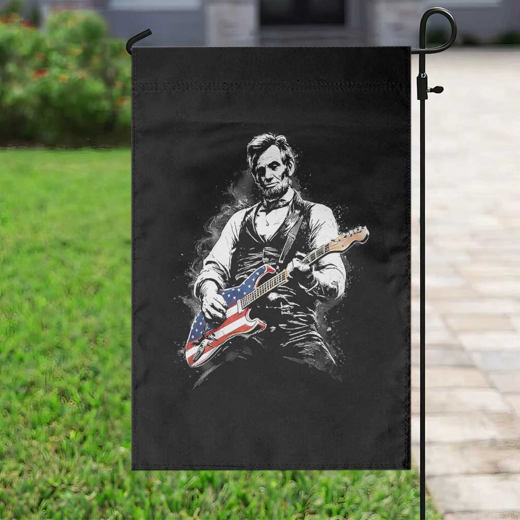 Rockin Abe Abraham Lincoln Playing Electric Guitar Garden Flag Patriotic Music Rocker Mashup 4th of July Celebration TS02 Print Your Wear