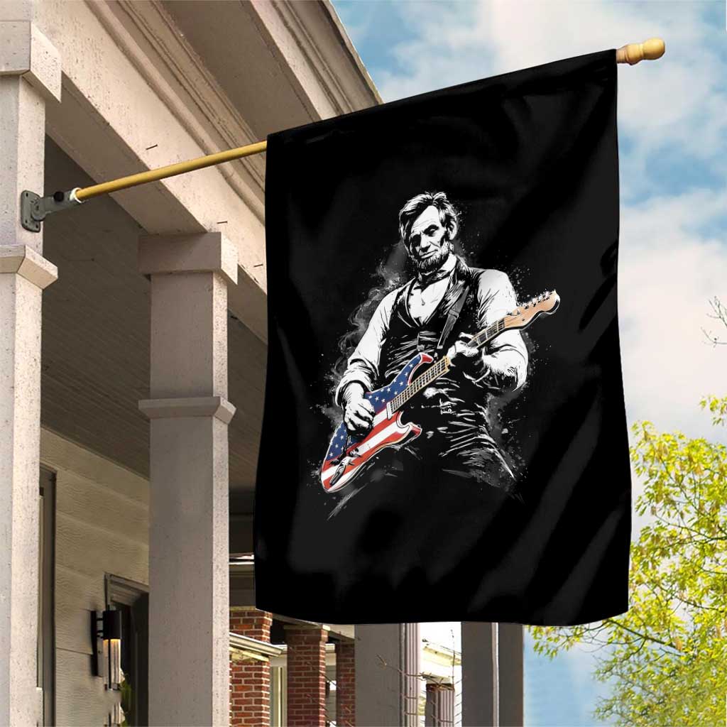 Rockin Abe Abraham Lincoln Playing Electric Guitar Garden Flag Patriotic Music Rocker Mashup 4th of July Celebration TS02 Print Your Wear