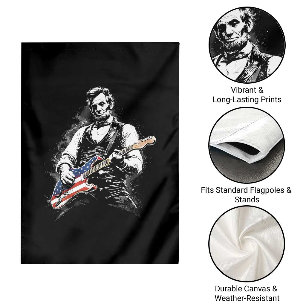 Rockin Abe Abraham Lincoln Playing Electric Guitar Garden Flag Patriotic Music Rocker Mashup 4th of July Celebration TS02 Print Your Wear