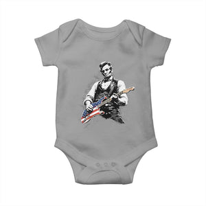 Rockin Abe Abraham Lincoln Playing Electric Guitar Baby Onesie Patriotic Music Rocker Mashup 4th of July Celebration TS02 Sport Gray Print Your Wear