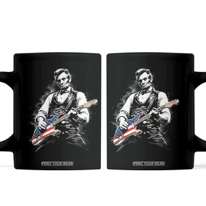 Rockin Abe Abraham Lincoln Playing Electric Guitar Coffee Mug Patriotic Music Rocker Mashup 4th of July Celebration TS02 Black Print Your Wear