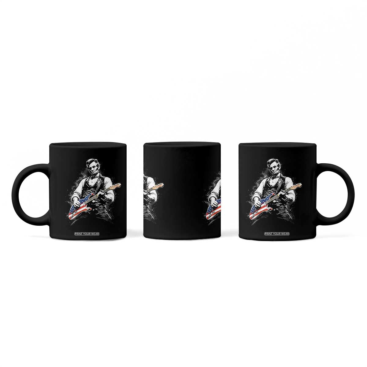 Rockin Abe Abraham Lincoln Playing Electric Guitar Coffee Mug Patriotic Music Rocker Mashup 4th of July Celebration TS02 Print Your Wear
