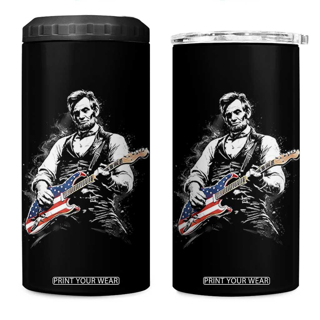 Rockin Abe Abraham Lincoln Playing Electric Guitar 4 in 1 Can Cooler Tumbler Patriotic Music Rocker Mashup 4th of July Celebration TS02 One Size: 16 oz Black Print Your Wear