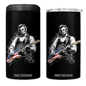 Rockin Abe Abraham Lincoln Playing Electric Guitar 4 in 1 Can Cooler Tumbler Patriotic Music Rocker Mashup 4th of July Celebration TS02 One Size: 16 oz Black Print Your Wear