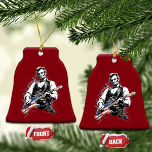 Rockin Abe Abraham Lincoln Playing Electric Guitar Ceramic Ornament Patriotic Music Rocker Mashup 4th of July Celebration TS02 Print Your Wear