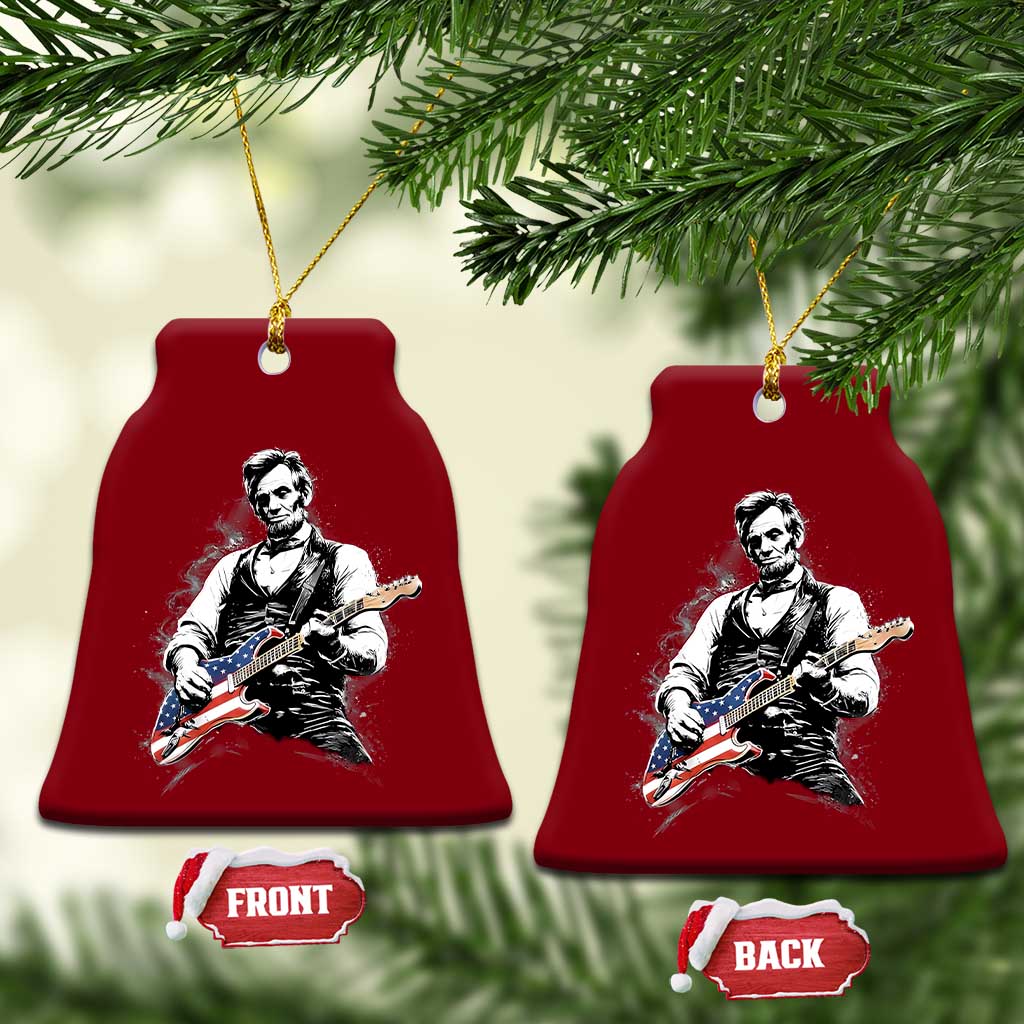 Rockin Abe Abraham Lincoln Playing Electric Guitar Ceramic Ornament Patriotic Music Rocker Mashup 4th of July Celebration TS02 Print Your Wear