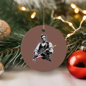 Rockin Abe Abraham Lincoln Playing Electric Guitar Ceramic Ornament Patriotic Music Rocker Mashup 4th of July Celebration TS02 1pc Mocha Print Your Wear