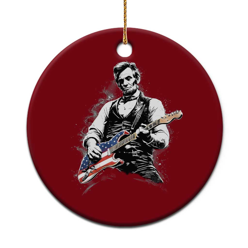 Rockin Abe Abraham Lincoln Playing Electric Guitar Ceramic Ornament Patriotic Music Rocker Mashup 4th of July Celebration TS02 1pc Red Print Your Wear