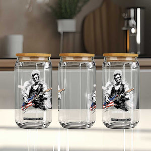 Rockin Abe Abraham Lincoln Playing Electric Guitar Glass Can Patriotic Music Rocker Mashup 4th of July Celebration TS02 Print Your Wear