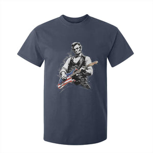 Rockin Abe Abraham Lincoln Playing Electric Guitar T Shirt For Kid Patriotic Music Rocker Mashup 4th of July Celebration TS02 Navy Print Your Wear