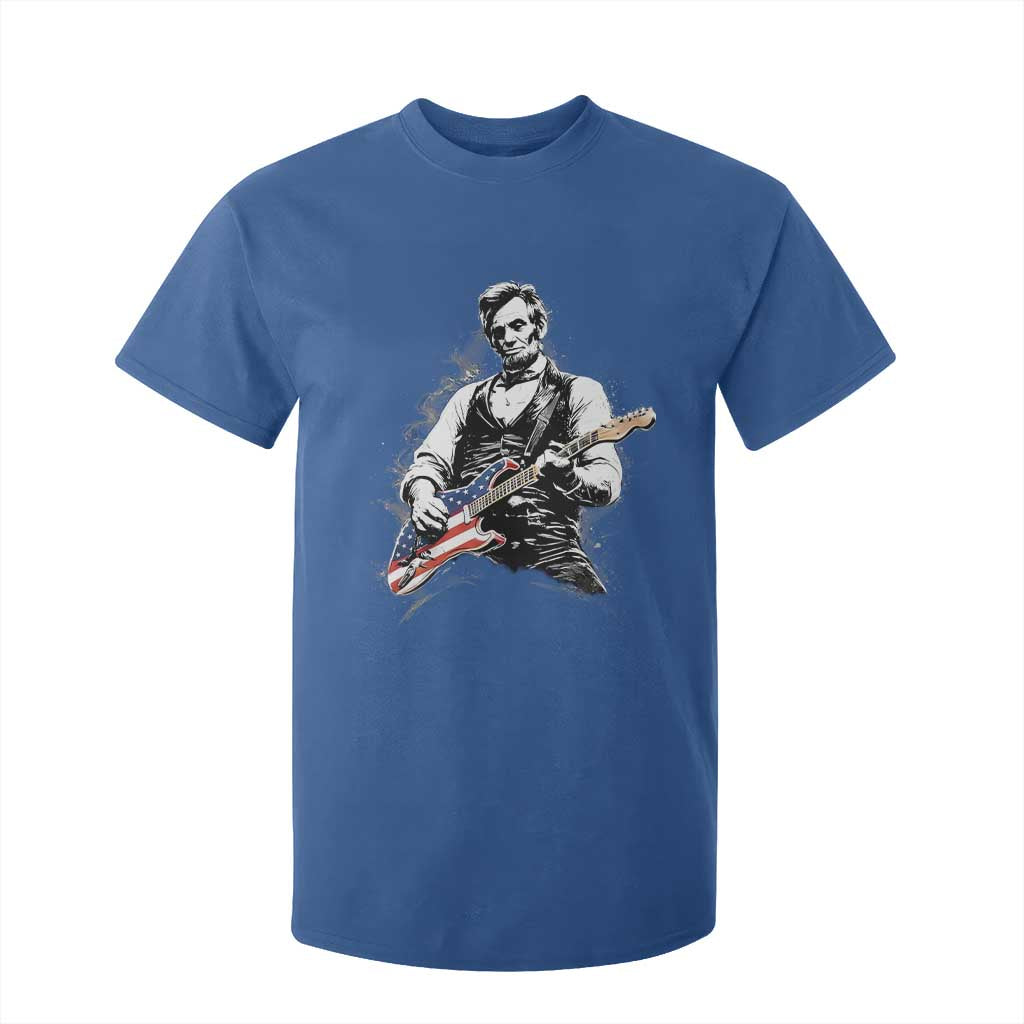 Rockin Abe Abraham Lincoln Playing Electric Guitar T Shirt For Kid Patriotic Music Rocker Mashup 4th of July Celebration TS02 Royal Blue Print Your Wear