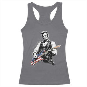 Rockin Abe Abraham Lincoln Playing Electric Guitar Racerback Tank Top Patriotic Music Rocker Mashup 4th of July Celebration TS02 Charcoal Print Your Wear