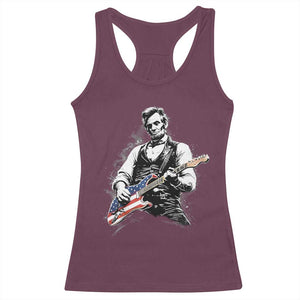 Rockin Abe Abraham Lincoln Playing Electric Guitar Racerback Tank Top Patriotic Music Rocker Mashup 4th of July Celebration TS02 Maroon Print Your Wear