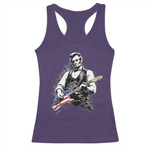 Rockin Abe Abraham Lincoln Playing Electric Guitar Racerback Tank Top Patriotic Music Rocker Mashup 4th of July Celebration TS02 Purple Print Your Wear