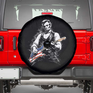Rockin Abe Abraham Lincoln Playing Electric Guitar Spare Tire Cover Patriotic Music Rocker Mashup 4th of July Celebration TS02 Black Print Your Wear
