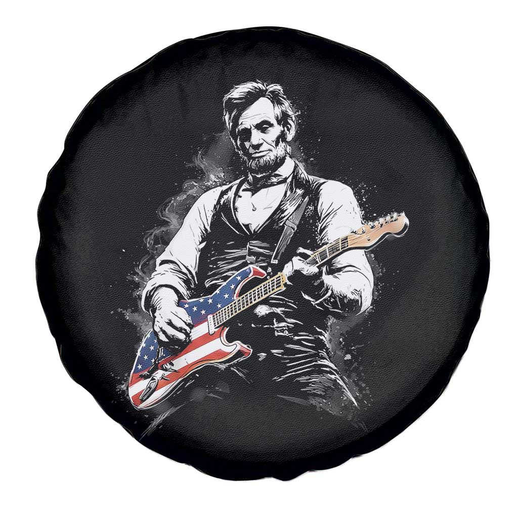 Rockin Abe Abraham Lincoln Playing Electric Guitar Spare Tire Cover Patriotic Music Rocker Mashup 4th of July Celebration TS02 Print Your Wear