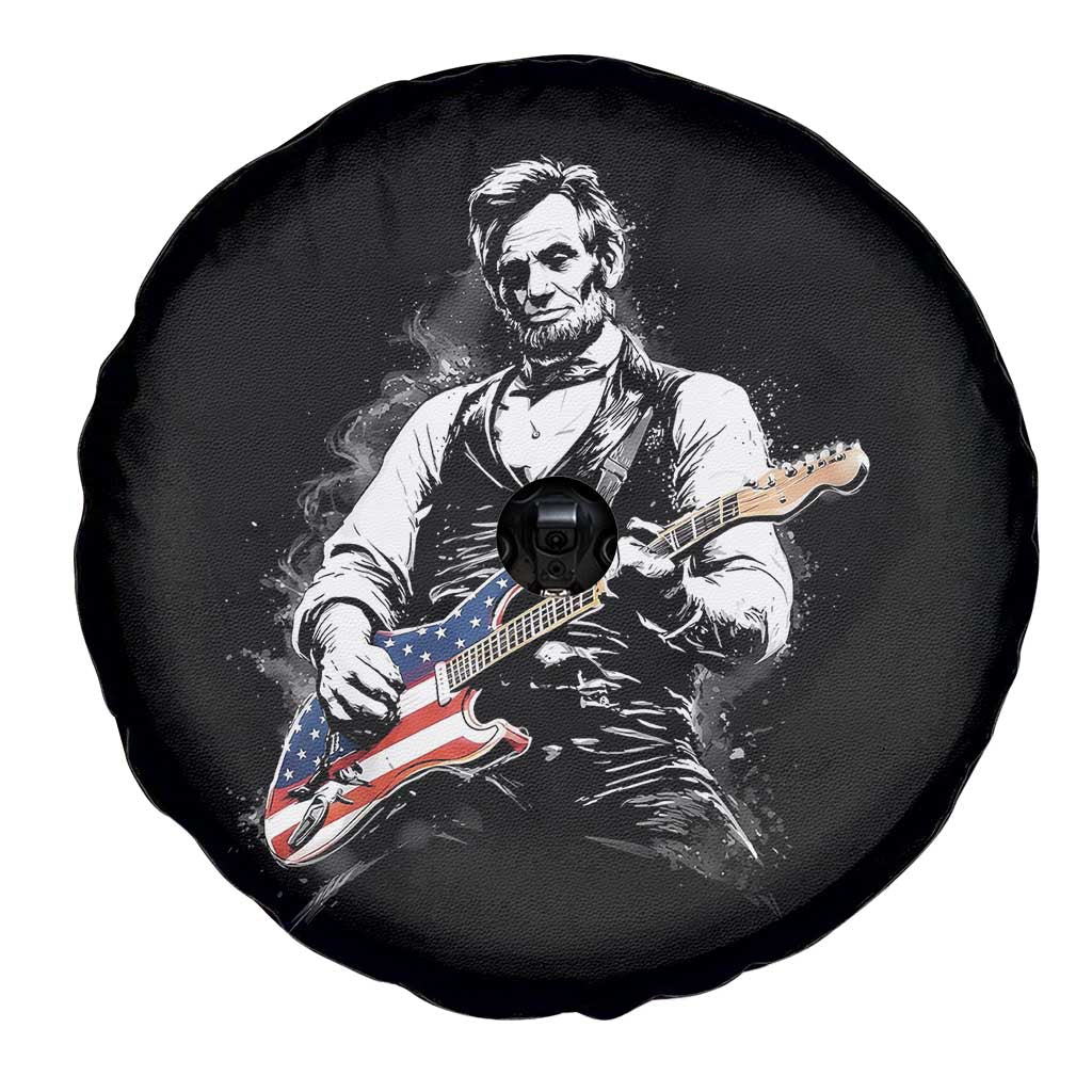 Rockin Abe Abraham Lincoln Playing Electric Guitar Spare Tire Cover Patriotic Music Rocker Mashup 4th of July Celebration TS02 Print Your Wear