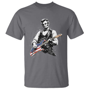 Rockin Abe Abraham Lincoln Playing Electric Guitar T Shirt Patriotic Music Rocker Mashup 4th of July Celebration TS02 Charcoal Print Your Wear